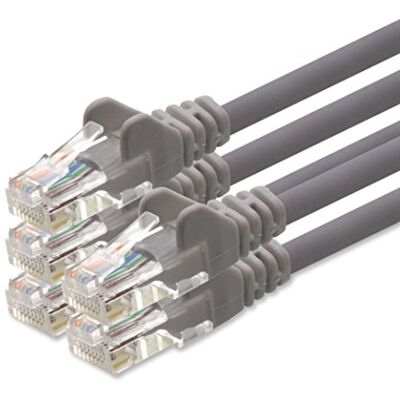 1aTTack.de Patchkabel UTP CAT5 met 2 x RJ45-stekkerset, grijs, 5-delig, 1 m 1aTTack.de Patchkabel UTP CAT5 met 2 x RJ45-stekkerset, grijs, 5-delig, 1 m