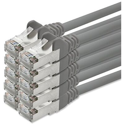 1aTTack.de 1aTTack, CAT5, SFTP, waanzin in gevlochten afgeschermde ethernetkabel, Gigabit LAN-netwerkkabel RJ45 met 2x RJ45-connectorset (5 stuks) 3m grijs 1aTTack.de 1aTTack, CAT5, SFTP, waanzin in gevlochten afgeschermde ethernetkabel, Gigabit LAN-netwerkkabel RJ45 met 2x RJ45-connectorset (5 stuks) 3m grijs