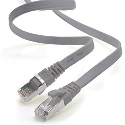 1aTTack.de 3,0 m grijs 1 stuk platte kabel CAT.7 Gigabit Ethernet LAN (RJ45) netwerkkabel ruwe kabel (10 Gbit/s) platte installatiekabel dun compatibel met Cat.5 Cat.5e Cat.6 1aTTack.de 3,0 m grijs 1 stuk platte kabel CAT.7 Gigabit Ethernet LAN (RJ45) netwerkkabel ruwe kabel (10 Gbit/s) platte installatiekabel dun compatibel met Cat.5 Cat.5e Cat.6