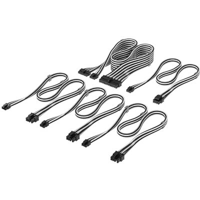Corsair Startset PSU-kabel met afzonderlijke ommanteling type 4 elite premium – kabelkammen met laag profiel, paracord-design, drielaags mesh, compatibel met PSU's type 4, zwart/wit Corsair Startset PSU-kabel met afzonderlijke ommanteling type 4 elite premium – kabelkammen met laag profiel, paracord-design, drielaags mesh, compatibel met PSU's type 4, zwart/wit