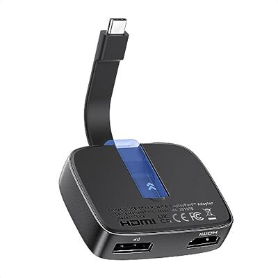 Cable Matters Draagbare USB C-adapter 8K of Dual 4K 60Hz naar HDMI en DisplayPort compatibel met Thunderbolt 4 en USB 4 voor Dell XPS, Surface Pro, MacBook (MacOS ondersteunt slechts één Cable Matters Draagbare USB C-adapter 8K of Dual 4K 60Hz naar HDMI en DisplayPort compatibel met Thunderbolt 4 en USB 4 voor Dell XPS, Surface Pro, MacBook (MacOS ondersteunt slechts één
