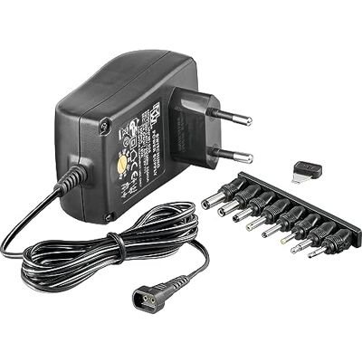 goobay 53998 universele voeding 3 V 12 V max. 27 W met adapter, 2 jack-stopcontacten en 4 x DC 600 mA stekker zwart goobay 53998 universele voeding 3 V 12 V max. 27 W met adapter, 2 jack-stopcontacten en 4 x DC 600 mA stekker zwart