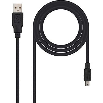 NANOCABLE 10.01.0402 USB 2.0 naar mini-USB-kabel, stekker op stekker, zwart, 1,8 m NANOCABLE 10.01.0402 USB 2.0 naar mini-USB-kabel, stekker op stekker, zwart, 1,8 m