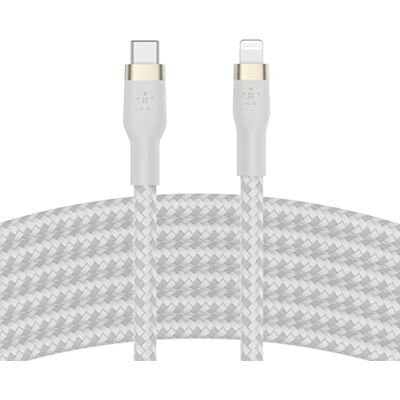 Belkin BoostCharge Pro Flex USB-C naar Lightning ommantelingskabel (3 m), MFi-gecertificeerd (20 W), Power Delivery opladen voor iPhone 14/14 Plus, 13, 12, Pro, Max, mini, SE, iPad enz. (wit) Belkin BoostCharge Pro Flex USB-C naar Lightning ommantelingskabel (3 m), MFi-gecertificeerd (20 W), Power Delivery opladen voor iPhone 14/14 Plus, 13, 12, Pro, Max, mini, SE, iPad enz. (wit)