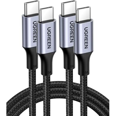UGREEN 2 stuks USB C-kabel PD3.0, 100 W, 5 A, 20 V, snel opladen (0,5 m) Type C gevlochten nylon, compatibel met MacBook iPad iPhone 18 Pro Max 17 Air 16 Galaxy S26 S25 Plus Ultra Pixel 10 9. UGREEN 2 stuks USB C-kabel PD3.0, 100 W, 5 A, 20 V, snel opladen (0,5 m) Type C gevlochten nylon, compatibel met MacBook iPad iPhone 18 Pro Max 17 Air 16 Galaxy S26 S25 Plus Ultra Pixel 10 9.