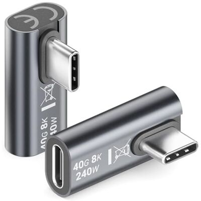 deleyCON USB-C adapter 90° hoek (2 stuks) – 40 Gbps, 240 W, 8 K60 Hz, USB 4.0, aluminium behuizing, stekker naar stekker – voor smartphone, tablet, laptop, MacBook, PS5 enz. deleyCON USB-C adapter 90° hoek (2 stuks) – 40 Gbps, 240 W, 8 K60 Hz, USB 4.0, aluminium behuizing, stekker naar stekker – voor smartphone, tablet, laptop, MacBook, PS5 enz.