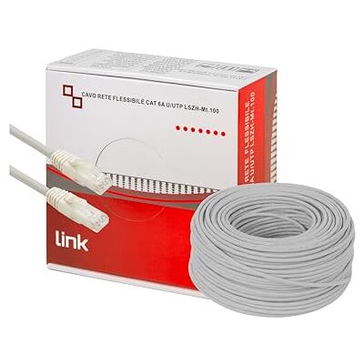 LINK LK6A100 Netwerkkabel Categorie 6A niet afgeschermd UTP AWG24 Halogenfree Flexibele KLEUR GRIJS MT.100, kabel aan beide zijden LINK LK6A100 Netwerkkabel Categorie 6A niet afgeschermd UTP AWG24 Halogenfree Flexibele KLEUR GRIJS MT.100, kabel aan beide zijden