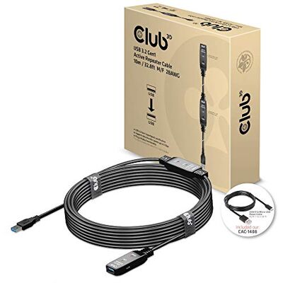 Club 3D USB 3.2 Gen1 actieve verlengkabel, 28 AWG, 10 m Club 3D USB 3.2 Gen1 actieve verlengkabel, 28 AWG, 10 m