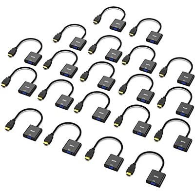 BENFEI HDMI naar VGA-adapter (stekker naar vrouwelijk) voor desktop, laptop, pc, monitor, projector, HDTV, Chromebook, Raspberry Pi, Roku, Xbox en Plus, 20 stuks BENFEI HDMI naar VGA-adapter (stekker naar vrouwelijk) voor desktop, laptop, pc, monitor, projector, HDTV, Chromebook, Raspberry Pi, Roku, Xbox en Plus, 20 stuks