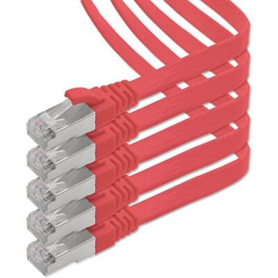 1aTTack.de 5 m rood 5 stuks platte kabel CAT.7 Gigabit Ethernet LAN (RJ45) netwerkkabel ruwe kabel (10 Gbit/s) platte installatiekabel dun compatibel met Cat.5 Cat.5e Cat.6 1aTTack.de 5 m rood 5 stuks platte kabel CAT.7 Gigabit Ethernet LAN (RJ45) netwerkkabel ruwe kabel (10 Gbit/s) platte installatiekabel dun compatibel met Cat.5 Cat.5e Cat.6