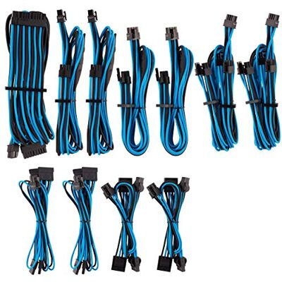 Corsair Premium PSU-kabel voor stroomvoorziening type 4 Gen 4 met meerstrengige ommanteling blauw/zwart Corsair Premium PSU-kabel voor stroomvoorziening type 4 Gen 4 met meerstrengige ommanteling blauw/zwart