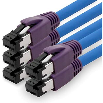 1aTTack.de 5 stuks Cat.8 netwerkkabel 0,5 m CAT 8-2000 MHz 40 Gbit s 40GBase-T Poe+ ethernet patchkabel AWG24 koper LSZH blauw 0,5 m 1aTTack.de 5 stuks Cat.8 netwerkkabel 0,5 m CAT 8-2000 MHz 40 Gbit s 40GBase-T Poe+ ethernet patchkabel AWG24 koper LSZH blauw 0,5 m