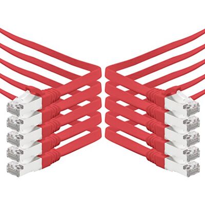 1aTTack.de 0,25 m rood 10 stuks Gigabit ethernet CAT.7 (RJ45) netwerkkabel ruwe kabel (10 Gbit/s) platte installatiekabel dun compatibel met Cat.5 Cat.5e Cat.6 1aTTack.de 0,25 m rood 10 stuks Gigabit ethernet CAT.7 (RJ45) netwerkkabel ruwe kabel (10 Gbit/s) platte installatiekabel dun compatibel met Cat.5 Cat.5e Cat.6