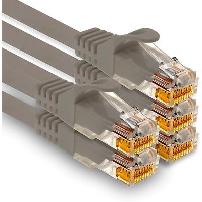 1aTTack.de - 5 x 2,0 m Cat7 netwerkkabels, Cat.7, LAN en Cat 7 Ethernet-patchkabels voor maximale internetsnelheid en verbindt alle apparaten met RJ 45-stekker grijs 1aTTack.de - 5 x 2,0 m Cat7 netwerkkabels, Cat.7, LAN en Cat 7 Ethernet-patchkabels voor maximale internetsnelheid en verbindt alle apparaten met RJ 45-stekker grijs