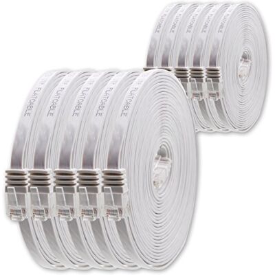 1aTTack.de 1,5 m Wit 10 stuks Cat.6 platte netwerkkabel Cat6 platte kabel Cat.6 1000 Mbit/s Gigabit LAN (RJ45) Flat Slim Micro 1aTTack.de 1,5 m Wit 10 stuks Cat.6 platte netwerkkabel Cat6 platte kabel Cat.6 1000 Mbit/s Gigabit LAN (RJ45) Flat Slim Micro