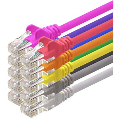 1aTTack.de CAT5 UTP Netwerkkabel met 2 RJ45-connectoren, 10 kleuren, 5 m 1aTTack.de CAT5 UTP Netwerkkabel met 2 RJ45-connectoren, 10 kleuren, 5 m
