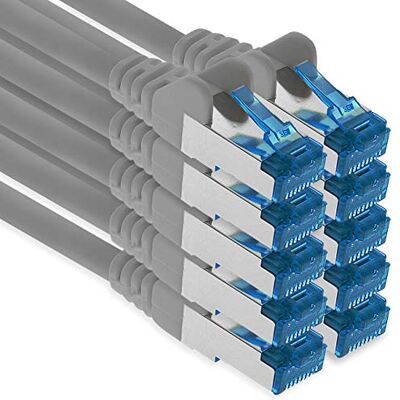 1aTTack.de Patchkabel 10 x 0,5 m ethernet, netwerk, CAT6a LAN-kabel (voor gigabit-netwerken, routers, switches, modems met RJ45-ingang, grijs) 1aTTack.de Patchkabel 10 x 0,5 m ethernet, netwerk, CAT6a LAN-kabel (voor gigabit-netwerken, routers, switches, modems met RJ45-ingang, grijs)