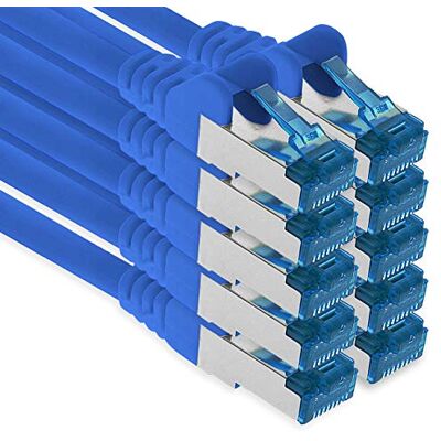 1aTTack.de Patchkabel 10 x 0,5 m ethernet, netwerk, CAT6a LAN-kabel (voor gigabit-netwerken, routers, switches, modems met RJ45-ingang, blauw) 1aTTack.de Patchkabel 10 x 0,5 m ethernet, netwerk, CAT6a LAN-kabel (voor gigabit-netwerken, routers, switches, modems met RJ45-ingang, blauw)