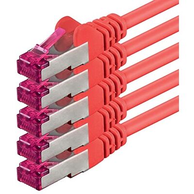1aTTack.de 5 m rood 5 stuks CAT6a netwerkkabel (10Gb/s) S-FTP CAT 6a Lanka kabel GHMT PIMF 500 MHz Cat5 Cat5e Cat6 Cat6a Cat7 gecertificeerd voor switch, router, modem, internet 1aTTack.de 5 m rood 5 stuks CAT6a netwerkkabel (10Gb/s) S-FTP CAT 6a Lanka kabel GHMT PIMF 500 MHz Cat5 Cat5e Cat6 Cat6a Cat7 gecertificeerd voor switch, router, modem, internet