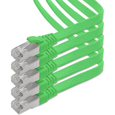 1aTTack.de 3,0 m groen 5 stuks CAT.7 Gigabit Ethernet LAN-kabel (RJ45) netwerkkabel ruwe kabel (10 Gbit/s) platte installatiekabel dun compatibel met Cat.5 Cat.5e Cat.6 1aTTack.de 3,0 m groen 5 stuks CAT.7 Gigabit Ethernet LAN-kabel (RJ45) netwerkkabel ruwe kabel (10 Gbit/s) platte installatiekabel dun compatibel met Cat.5 Cat.5e Cat.6