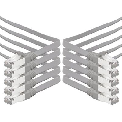 1aTTack.de 5 m grijs 10 stuks CAT.7 Gigabit Ethernet LAN-kabel (RJ45) netwerkkabel ruwe kabel (10 Gbit/s) installatiekabel plat dun compatibel met Cat.5 Cat.5e Cat.6 1aTTack.de 5 m grijs 10 stuks CAT.7 Gigabit Ethernet LAN-kabel (RJ45) netwerkkabel ruwe kabel (10 Gbit/s) installatiekabel plat dun compatibel met Cat.5 Cat.5e Cat.6