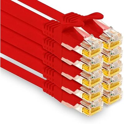 1aTTack.de - 10 x 0,5 m Cat7 netwerkkabel, Cat.7 ethernet, LAN en Cat 7 patchkabel voor maximale internetsnelheid en verbindt alle apparaten met RJ 45-stekker rood 1aTTack.de - 10 x 0,5 m Cat7 netwerkkabel, Cat.7 ethernet, LAN en Cat 7 patchkabel voor maximale internetsnelheid en verbindt alle apparaten met RJ 45-stekker rood