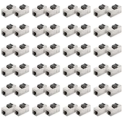 deleyCON Keystone RJ45 CAT6A koppeling (48 stuks) – STP, 2 x RJ45-stekker, 10 Gbit/s, 500 MHz, 1:1 bedrading, zilver deleyCON Keystone RJ45 CAT6A koppeling (48 stuks) – STP, 2 x RJ45-stekker, 10 Gbit/s, 500 MHz, 1:1 bedrading, zilver