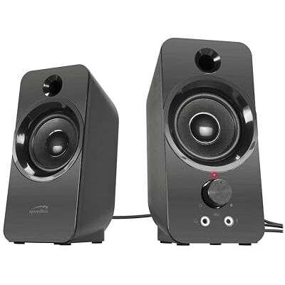 Speedlink DAROC Stereo-luidspreker, USB, 3,5 mm aansluiting, gecombineerde volumeregeling en aan/uit-knop, led-display, zwart Speedlink DAROC Stereo-luidspreker, USB, 3,5 mm aansluiting, gecombineerde volumeregeling en aan/uit-knop, led-display, zwart