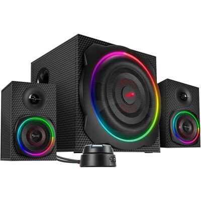 Speedlink SL-830100-BK GRAVITY CARBON RGB 2.1 subwoofer luidsprekersysteem (120W piekvermogen, Bluetooth-verbinding met smartphone/tablet), zwart Speedlink SL-830100-BK GRAVITY CARBON RGB 2.1 subwoofer luidsprekersysteem (120W piekvermogen, Bluetooth-verbinding met smartphone/tablet), zwart