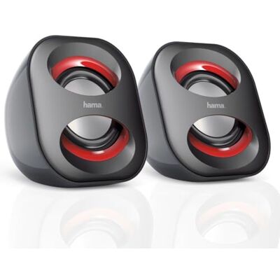 Hama Sonic Mobil 183 PC luidspreker (USB 3.0, 3,5 mm aansluiting, 3 W, actieve luidspreker voor computer, laptop, smartphone, tablet, zwart/rood Hama Sonic Mobil 183 PC luidspreker (USB 3.0, 3,5 mm aansluiting, 3 W, actieve luidspreker voor computer, laptop, smartphone, tablet, zwart/rood