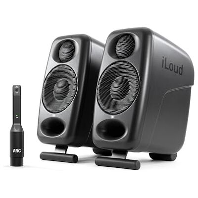 IK Multimedia iLoud Micro Monitor Pro Paar Compacte 2-weg bi-versterkte, zeer draagbare digitale gestuurde referentiestudiomonitoren ARC kalibratie microfoon inbegrepen. Zwart IK Multimedia iLoud Micro Monitor Pro Paar Compacte 2-weg bi-versterkte, zeer draagbare digitale gestuurde referentiestudiomonitoren ARC kalibratie microfoon inbegrepen. Zwart
