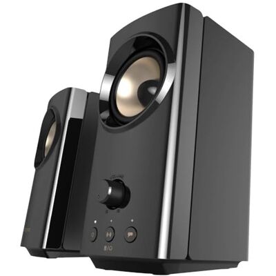 Creative T60 2.0 Compact Hi-Fi PC Speakers Bluetooth 5.0 luidsprekers, USB C Audio, 3,5 mm AUX, 60 W Peak Power, voor pc, computer, Mac Creative T60 2.0 Compact Hi-Fi PC Speakers Bluetooth 5.0 luidsprekers, USB C Audio, 3,5 mm AUX, 60 W Peak Power, voor pc, computer, Mac