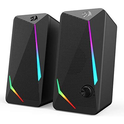 Redragon GS510 Waltz 2.0-kanaals RGB desktop-luidspreker met led-achtergrondverlichting, verbeterde bas en gemakkelijk toegankelijke volumeregeling, met USB en 3,5 mm kabel Redragon GS510 Waltz 2.0-kanaals RGB desktop-luidspreker met led-achtergrondverlichting, verbeterde bas en gemakkelijk toegankelijke volumeregeling, met USB en 3,5 mm kabel