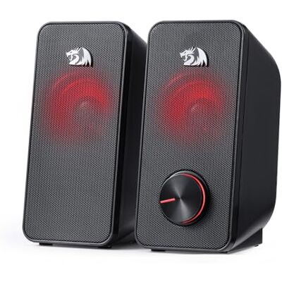 Redragon GS500 Stentor PC Gaming-luidspreker, 2.0-kanaals stereoluidspreker met rode achtergrondverlichting, hoogwaardige bas en kristalhelder geluid, USB-aangedreven met 3,5 mm stekker Redragon GS500 Stentor PC Gaming-luidspreker, 2.0-kanaals stereoluidspreker met rode achtergrondverlichting, hoogwaardige bas en kristalhelder geluid, USB-aangedreven met 3,5 mm stekker