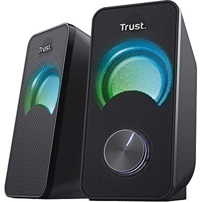 Trust Arys RGB Compact Luidspreker voor PC 2.0, Compact, Voor PC en Laptop (12 Watt), Heldere LED, Zwart/Antra Trust Arys RGB Compact Luidspreker voor PC 2.0, Compact, Voor PC en Laptop (12 Watt), Heldere LED, Zwart/Antra