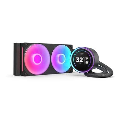 NZXT Kraken Elite 240 RGB-CPU-vloeistofkoeler, AIO-radiator, 240 mm, centrale ventilator, F240 RGB-lcd-display, 2,72 AM4, zwart NZXT Kraken Elite 240 RGB-CPU-vloeistofkoeler, AIO-radiator, 240 mm, centrale ventilator, F240 RGB-lcd-display, 2,72 AM4, zwart