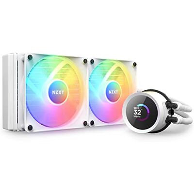 NZXT Kraken Elite 240 RGB-RL-KR24E-W1 Vloeibare koeling voor CPU AIO 240 mm, aanpasbaar groothoekLCD-display van 2,36 inch voor afbeeldingen, prestatiemetingen, 2 x ventilatoren F120 RGB Core, wit NZXT Kraken Elite 240 RGB-RL-KR24E-W1 Vloeibare koeling voor CPU AIO 240 mm, aanpasbaar groothoekLCD-display van 2,36 inch voor afbeeldingen, prestatiemetingen, 2 x ventilatoren F120 RGB Core, wit