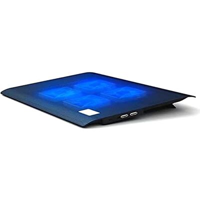 NK Draagbare koeling: laptopventilator van 12 tot 17 inch met houder, 4 stille ventilatoren, 2 USB-poorten, snelle koeling, blauw ledlicht NK Draagbare koeling: laptopventilator van 12 tot 17 inch met houder, 4 stille ventilatoren, 2 USB-poorten, snelle koeling, blauw ledlicht