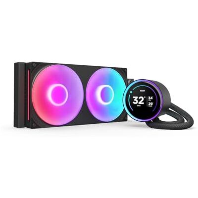 NZXT Kraken Elite 280 RGB-CPU-vloeistofkoeler, AIO-radiator, 280 mm, F280 RGB-ventilator, LCD-display 2,72, AM4, zwart NZXT Kraken Elite 280 RGB-CPU-vloeistofkoeler, AIO-radiator, 280 mm, F280 RGB-ventilator, LCD-display 2,72, AM4, zwart