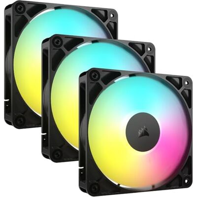 Corsair RS120 ARGB 120 mm PWM-ventilator – Daisy-Chain aansluiting – geluidsarm – magnetische koepellagers – drievoudig pakket – zwart Corsair RS120 ARGB 120 mm PWM-ventilator – Daisy-Chain aansluiting – geluidsarm – magnetische koepellagers – drievoudig pakket – zwart