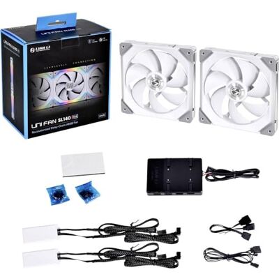 Lian-Li UNI Fan SL140 RGB PWM ventilator 2 stuks 140 mm wit Lian-Li UNI Fan SL140 RGB PWM ventilator 2 stuks 140 mm wit