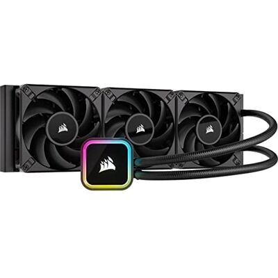 Corsair iCUE H150i RGB ELITE CPU-koeler, met vloeistof (16 RGB led-indicatoren, 120 mm FDB AF ELITE FDB ventilatoren, 360 mm radiator, LGA 1700, 1200, 115X, 2066 en AM4) zwart Corsair iCUE H150i RGB ELITE CPU-koeler, met vloeistof (16 RGB led-indicatoren, 120 mm FDB AF ELITE FDB ventilatoren, 360 mm radiator, LGA 1700, 1200, 115X, 2066 en AM4) zwart