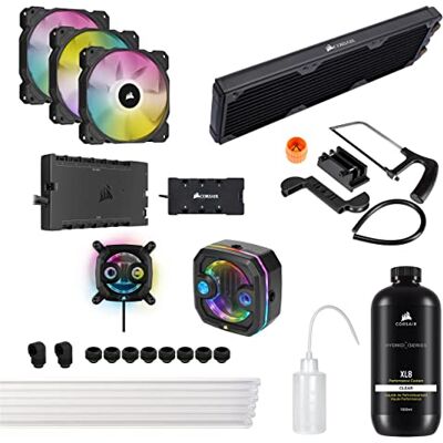 Corsair Hydro X Series iCUE XH303i RGB PRO Gepersonaliseerde koelset (hardline buis, CPU-waterblok, compacte pomp-/tankcombinatie, radiator, 3 RGB-ventilatoren), zwart Corsair Hydro X Series iCUE XH303i RGB PRO Gepersonaliseerde koelset (hardline buis, CPU-waterblok, compacte pomp-/tankcombinatie, radiator, 3 RGB-ventilatoren), zwart