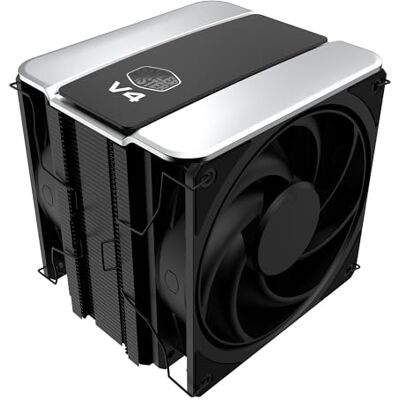Cooler Master V4 Alpha 3DHP CPU luchtkoeler, zwart, Alpha 3DHP Heat Pipe-technologie, dubbele Mobius 120 PWM ventilatoren, stille werking, eenvoudige installatie, AMD Ryzen 9 Cooler Master V4 Alpha 3DHP CPU luchtkoeler, zwart, Alpha 3DHP Heat Pipe-technologie, dubbele Mobius 120 PWM ventilatoren, stille werking, eenvoudige installatie, AMD Ryzen 9