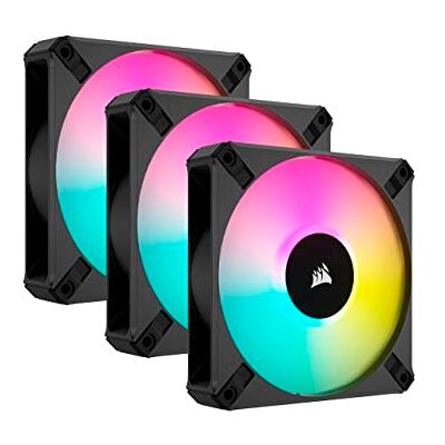 Corsair iCUE AF120 RGB ELITE 120 mm PWM-set met drie ventilatoren – acht RGB-leds per ventilator – AirGuide-technologie – Fluid Dynamic lager – iCUE Lighting Node Core controller inbegrepen – zwart Corsair iCUE AF120 RGB ELITE 120 mm PWM-set met drie ventilatoren – acht RGB-leds per ventilator – AirGuide-technologie – Fluid Dynamic lager – iCUE Lighting Node Core controller inbegrepen – zwart