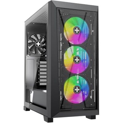 Xilence Xilent X X912.ARGB gaming-pc-behuizing, 3 x 120 mm ARGB-ventilatoren, 1 x zwarte ventilator, ATX midi-tower behuizing, mesh-frontpaneel voor een goede luchtstroom en PWM/ARGB-besturingskaart Xilence Xilent X X912.ARGB gaming-pc-behuizing, 3 x 120 mm ARGB-ventilatoren, 1 x zwarte ventilator, ATX midi-tower behuizing, mesh-frontpaneel voor een goede luchtstroom en PWM/ARGB-besturingskaart