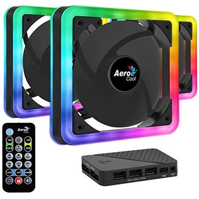 Aerocool Edge, 14 Pro, RGB, 14 cm, zwart, 3 stuks Aerocool Edge, 14 Pro, RGB, 14 cm, zwart, 3 stuks