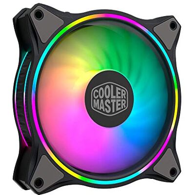 Cooler Master MasterFan MF140 Halo 3-polige ARGB-ventilator, 24 onafhankelijke leds, 140 mm PWM statische drukventilator, absorberende pads voor computerbehuizing en radiator Cooler Master MasterFan MF140 Halo 3-polige ARGB-ventilator, 24 onafhankelijke leds, 140 mm PWM statische drukventilator, absorberende pads voor computerbehuizing en radiator