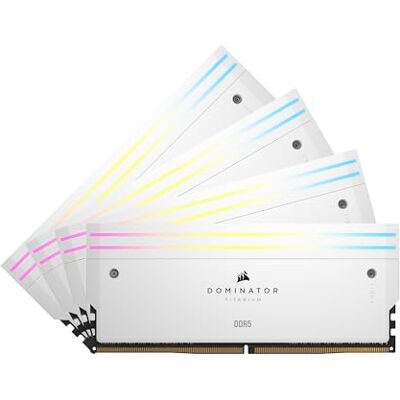 Corsair DOMINATOR Titanium RGB DDR5 RAM 64 GB (4 x 16 GB) DDR5 tot 6000 MHz CL36 Intel XMP 3.0 desktopgeheugen wit (CMP64GX5M4B6000C36W) Corsair DOMINATOR Titanium RGB DDR5 RAM 64 GB (4 x 16 GB) DDR5 tot 6000 MHz CL36 Intel XMP 3.0 desktopgeheugen wit (CMP64GX5M4B6000C36W)