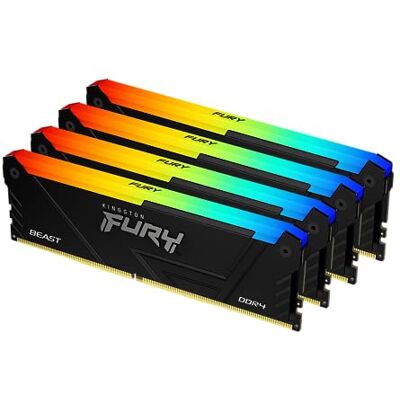 Kingston FURY Beast RGB KF432C16BB12AK4/64 Geheugenbalken voor PC DDR4 CL16 DIMM 64GB 3200MT/s 4 stuks Kingston FURY Beast RGB KF432C16BB12AK4/64 Geheugenbalken voor PC DDR4 CL16 DIMM 64GB 3200MT/s 4 stuks